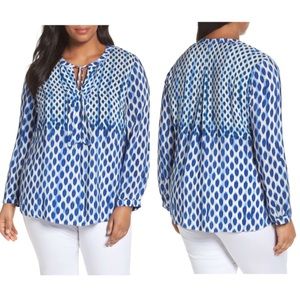 NIC+ZOE Plus Size 3X Falling Dots Top Blue